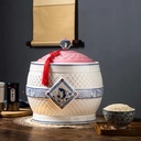 Retro Ceramic Cereal Storage Container Traditional Chinese Porcelain Grain Dispenser Suitable for Cereal, Flour, Sugar, Coffee, Rice, Nuts, Snacks, Pet Food,Tea (Color : C, Size : 3KG/6.6LB)