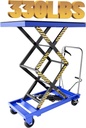Hydraulic Lift Table Cart - 330lbs Capacity, Enlarged Tabletop and Easy Operation, Swivel Casters with Brakes - Double Scissor Lift for Material Handling and Transportation, Blue
