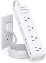 Flat Plug Power Strip, Ultra Thin Flat Extension Cord - Addtam 12 Widely AC 3 Sides Multiple Outlets, 5Ft, 1050J Surge Protector, Wall Mount, Desk Charging Station for Home Office Dorm Room Essentials