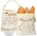 2 Pack Beeswax Bread Bags for Homemade Bread Sourdough Reusable Large Beeswax Lined Bags to Keep Fresh for Food Storage with 1 Pack Cotton Bowl Cover