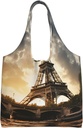 Eiffel Tower Canvas Tote Bag Reusable Grocery Bags Shopping Bags Large Canvas Bags with Handles