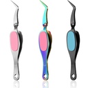 Honoson Craft Tweezers Cross Locking Precision Tweezers Stainless Steel Soft-grip Tool Pointed Tip Cutting Pliers for DIY Craft Jewelry Eyelash Extensions Nail Beading Tool(Curved Style,3 Pieces)