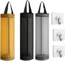 3PCS Mesh Hanging Grocery Bag Holder, Plastic Bag Holder Dispensers, Trash Bag Organizer Shopping Bag Holder, Mesh Hanging Storage Bag Dispenser