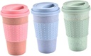 Zerodeko 3pcs Wheat Straw Cup Espresso Cups Coffee Mug with Lid Water Glasses Tumbler Cups Reusable Camping Mugs Smoothie Cup Camping Drinking Freezer Concentrate re-usable