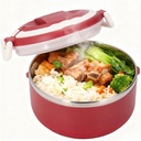 Stainless Steel Lunch Box,Thermal Bento Lunch Container Portable Bento Box Folding Handle Hot Food Jar for Adults with Trapezoidal Buckle(Red 201 Liner)