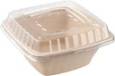 EcoQuality 16oz Eco Friendly Bowls with Lids Disposable Compostable Container - Square Bowl Tree Free Sugarcane Bagasse Meal Prep Bento Boxes Take Out Catering Microwavable Deep Container (600)
