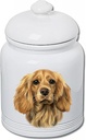 Cocker Spaniel Buff - Best of BreedDog and Cat Ceramic Treat Jar 9" Tall Air Tight Seal All White