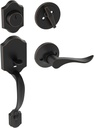 HOSOM Front Door Handle and Deadbolt Set, Front Door Lock Set with Reversible Handle Lever Entry Handleset Exterior with Single Cylinder Deadbolt, Reversible for Right and Left, Oil Rubbed Bronze