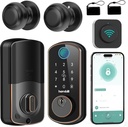 Smart Front Door Lock Set: Hornbill WiFi Keyless Entry Door Lock Deadbolt with Handle Set with 2 Knobs Alexa Bluetooth Remote Code for Home Oil Rubbed Bronze