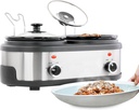 Dual 1.5 Quart Slow Cooker Buffet Server – Two Removable Ceramic Crocks with Independent Controls, Cool Touch Handles & Dishwasher Safe Lids – Food Warmer for Parties & Entertaining