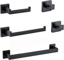Ralbay 5-Pieces 14.2" Bath Towel Bar Set Black Premium Stainless Steel Square Style Matte Black Bathroom Hardware Accessories Set Wall Mounted Towel Rack Set
