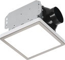 Homewerks 7105-12-BN Bathroom Fan with Light 100-CFM 2 Sones Square Ventilation Fan Dimmable LED Light and Magnetic Trim Ring Brushed Nickel
