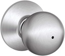 Schlage F40 CSV ORB 626 Commercial Series Orbit Door Knob, Bed & Bath Privacy Lock, Satin Chrome
