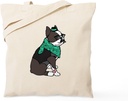 CafePress Hipster Boston Terrier Tote Bag Reusable Natural Beige Canvas Shopping Bag