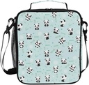 Nander Cute Cartoon Panda Lunch Box for Girls Mens Kids Thermal Insulation Lunch Tote Bag with Shoulder Strap for Work
