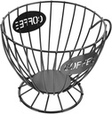 Large Capacity Coffee Pod Holder Basket with Hollow Design Multi-use Storage Organizer for Countertop Stylish Iron Fruit and Snack Basket with Coffee Letter Sign Clean Black