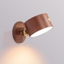 LANDGOO Sapele Wood Wall Sconce Bedside Lamp - Rechargeable Magnetic 360° Rotatable & Dimmable for Closet, Artwork & Reading (No Wiring Cordless Adjustable Light)
