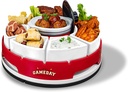 Nostalgia Gameday Heated Slow Cooker and Lazy Susan Serving Set for Parties, Fondue Pot for Dips and Nachos, Red/White