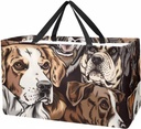 Reusable Grocery Bag Heavy Duty Shopping Tote Bag Foldable with Reinforced Handle, Seamless Dog Breeds