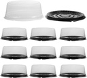 GLEAVI 10pcs Round Cake Carriers Boxes Clear Lids Round Cake Boxes Reusable Plastic Container