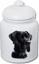 Best of Breed Great Dane Black Uncropped Dog and Cat Ceramic Treat Jar 9" Tall Air Tight Seal All White