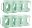 2pcs Hand Pull Type Fridge Soda Can Organizer Plastic Beverage Organizer for Fridge Green