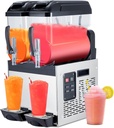 Black 12 L*2 700W Commercial Slushy Machine - Self-Cleaning Stainless Steel Frozen Drink Margarita Ice Cream Maker for Snow Melts, Cocktails - Ideal for Homes, Coffee Shops,and Restaurants