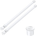 AIZESI 2PCS White Tension Rod 17 to 28 Inch, Adjustable Spring Curtain Rod No Drilling, Spring Tension Rods for Window DIY Projects Cupboard Wardrobe Small Curtain Rods Short Tension Rod