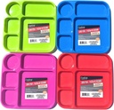 Divided Lunch Tray Bundle-Set of 4 Kids colorful dinner breakfast BPA free microwave dishwasher safe individual plates toddlers all ages