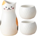 1set Ceramic Japanese Cat Sake Cups Elegant Sake Kettle for Home and Restaurant Use for Cat and Celebrations
