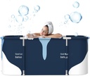 55" Extra Large Portable Foldable Bathtub Soaking Bathing Tub with Metal Frame for Adult Bathroom Folding SPA Tub for Shower Stall, Separate Family Bathroom SPA Tub for Hot Ice Bath
