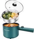 Electric Hot Pot with Steamer, 1.8L Ramen Cooker, Portable Cooking Pot Non-Stick Sauté Pan, Electric Pot for Pasta, Egg, Steak, BPA Free,Dual Power Control, Suit Dorm Room, Travel,RV,Hotel