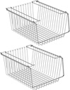 Wire Storage Baskets Stackable Organizer Basket Bins Stacking Household Wire Baskets with Handles Storage Organization for Kitchen, Pantry, Bathroom, Cabinets, Closets, Bedrooms, Set of 2