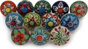 Cabinet Multicolor Assorted Ceramic Drawer Pull Handle Kitchen Cupboard Wardrobe Knob Boho Room Decorative Furniture Dresser Drawers Knobs-Pack of 12