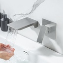 Wall Mount Bathtub Faucet Waterfall Bathroom Sink Faucet Single Handle Wall Mount Widespread Waterfall Vessel Faucet 2 Hole Lavatory Vanity Faucets, Brushed Nickel