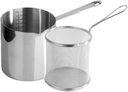 GARVALON Stainless Steel Small Fryer Pot with Deep Frying Basket and Handle Heat Resistant Food Fryer for Home Cooking Mini Fry Basket for Pasta and Snacks
