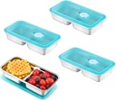 Snack Containers Reusable, Stainless Steel Double Compartment, Dishwasher- Reusable Condiment Containers with Lids