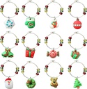 12 pcs Wine Glass Charms, Christmas Themed Goblet Drink Markers Tags with Buckle Design for Christmas Wine Cocktail Champagne Tasting Party Favors Supplies Gifts