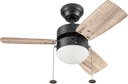 Prominence Home Rawling, 30 Inch Contemporary Indoor LED Ceiling Fan with Light, Pull Chain, Dual Mounting Options, Modern Dual Finish Blades, Reversible Motor - 51587-01 (Bronze)