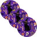 3 Pcs Absorb Water Trivet Table Runner for Crock Pot Halloween Black Cat Skull 15in Polyester-Cotton Thread Weave Home Decor accesorios para mesa de comedor