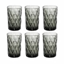 Bandesun Drinking Glass set of 6 Diamond Pattern Kitchen Glassware Tumbler（12 OZ Gray），for Water，Cocktail，Milk，Juice and Beverage.