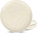 Stone Lain Mirella 4-Piece Salad Plate Set Stoneware, Dishwasher and Microwave Safe, Beige