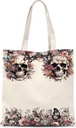 ATHAND Gothic Roses and Skulls Bag, Reusable Canvas Tote Bag for Groceries, Beach, Gift for Women, Halloween Tote Bags