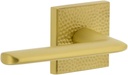 Viaggio QADMHMBRZ_SD_LH Quadrato Hammered Left Handed Solid Brass Non-Turning One-Sided Dummy Door Lever with Brezza Lever and Quadrato Hammered Backplate - Satin Brass
