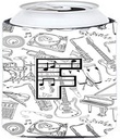 Caroline's Treasures CJ2007-FTBC Letter F Musical Note Letters Tall Boy Hugger Can Cooler Sleeve Hugger Machine Washable Drink Sleeve Hugger Collapsible Insulator Beverage Insulated Holder