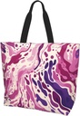 Tote Bag for Women Reusable Grocery Bag Shopping Bag Purple and Pattern Tote Bags Handbag Foldable Shoulder Bag