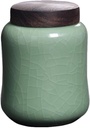 Tea Canister Canisters Sets for The Kitchen Celadon Sealed Tea Jar, Wooden Lid Ceramic Tea Jar, Handmade Tea Storage Jar Cookie Sugar Jar Coffee Container