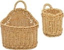 STOBAZA 2pcs Woven Wall Basket Set Rustic Hanging Storage Baskets for Garlic and Ginger Farmhouse Kitchen Decor Versatile Organizers for Fruits and Snacks