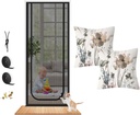 Dixutzi Reinforced Cat Screen Door Fits Door Size 36'' x 82'' & Flower Throw Pillow Covers 18x18 Inch