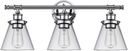 GLOBE Electric 51445 Parker 3-Light Vanity Light, Chrome, Clear Glass Shades, Bulb Not Included